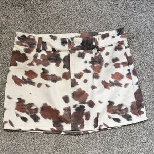 Sincerely Jules cow print denim mini skirt NEW Faux Suede